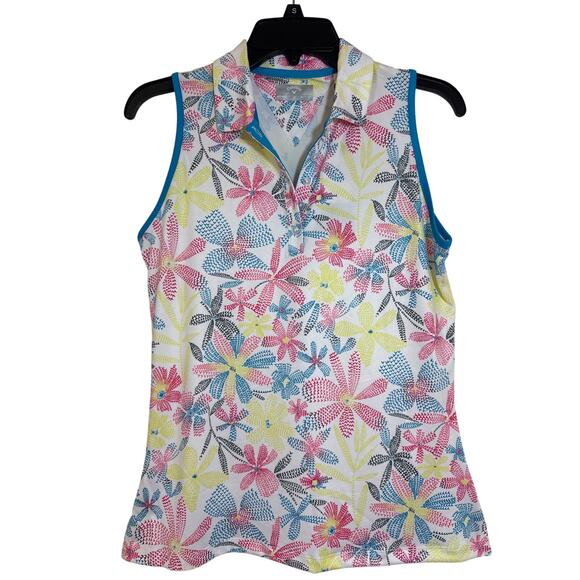 Callaway NWT Small Swing Tech Brilliant White Golf Shirt Multicolored Pattern - Picture 1 of 5